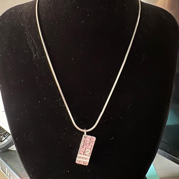 Dior Silver Tone Necklace with Pink Girly Dior Pendant PRICE IS FIRM - Picture 2 of 11